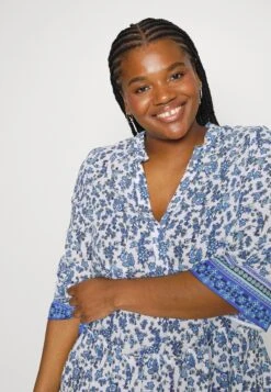 Vero Moda Curve Vmmilan 3/4 Short Dress Wvn Cur - Day Dress - Dazzling Blue/Mira -Vero Moda 07486aa6923c4e739d892036b5f538cf