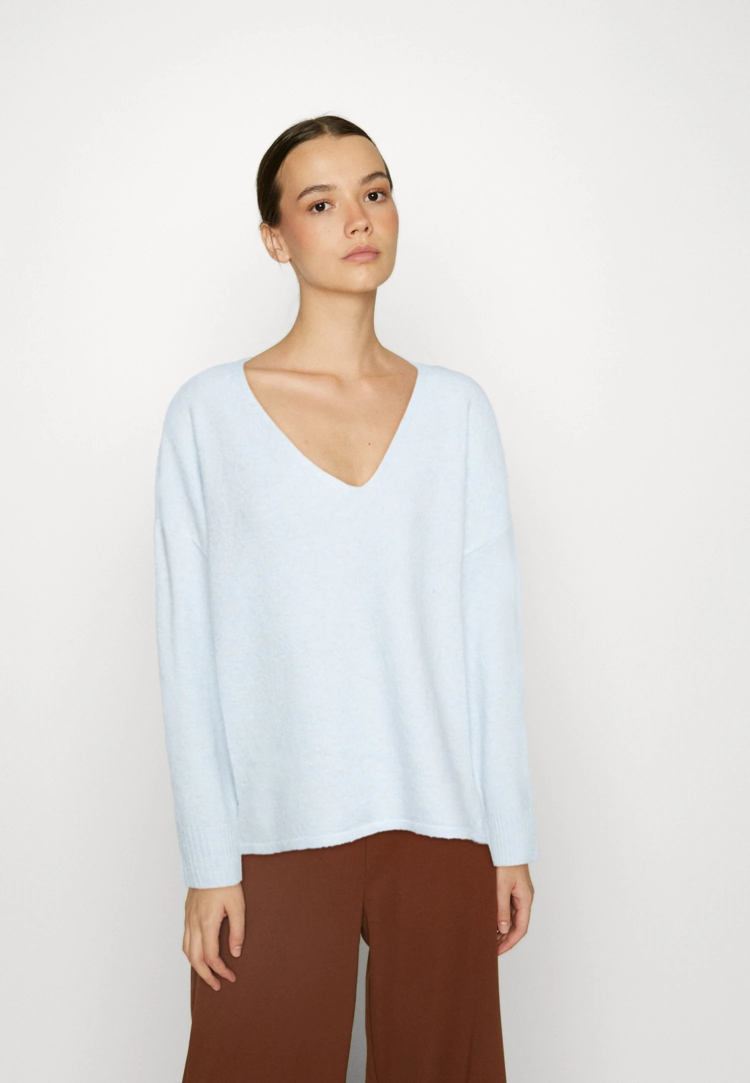 Vero Moda Vmdoffy Ls V-Neck Stripe Ga Boo - Jumper - Skyway Melange 3 Vero Moda Vmdoffy Ls V-Neck Stripe Ga Boo - Jumper - Skyway Melange