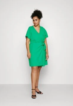Vero Moda Curve Vmmymilo Wide Wrap Knee Dress - Day Dress - Bright Green