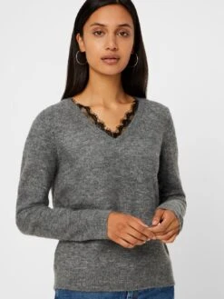 Vero Moda Petite Vmiva Vneck- Jumper - Medium Grey -Vero Moda 3013dce135724c82a37ca6d90cb23986