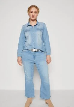 Vero Moda Curve Vmmaria Slim Shirt- Button-Down Blouse - Light Blue Denim -Vero Moda 329643a76ac64089b06701786162a350