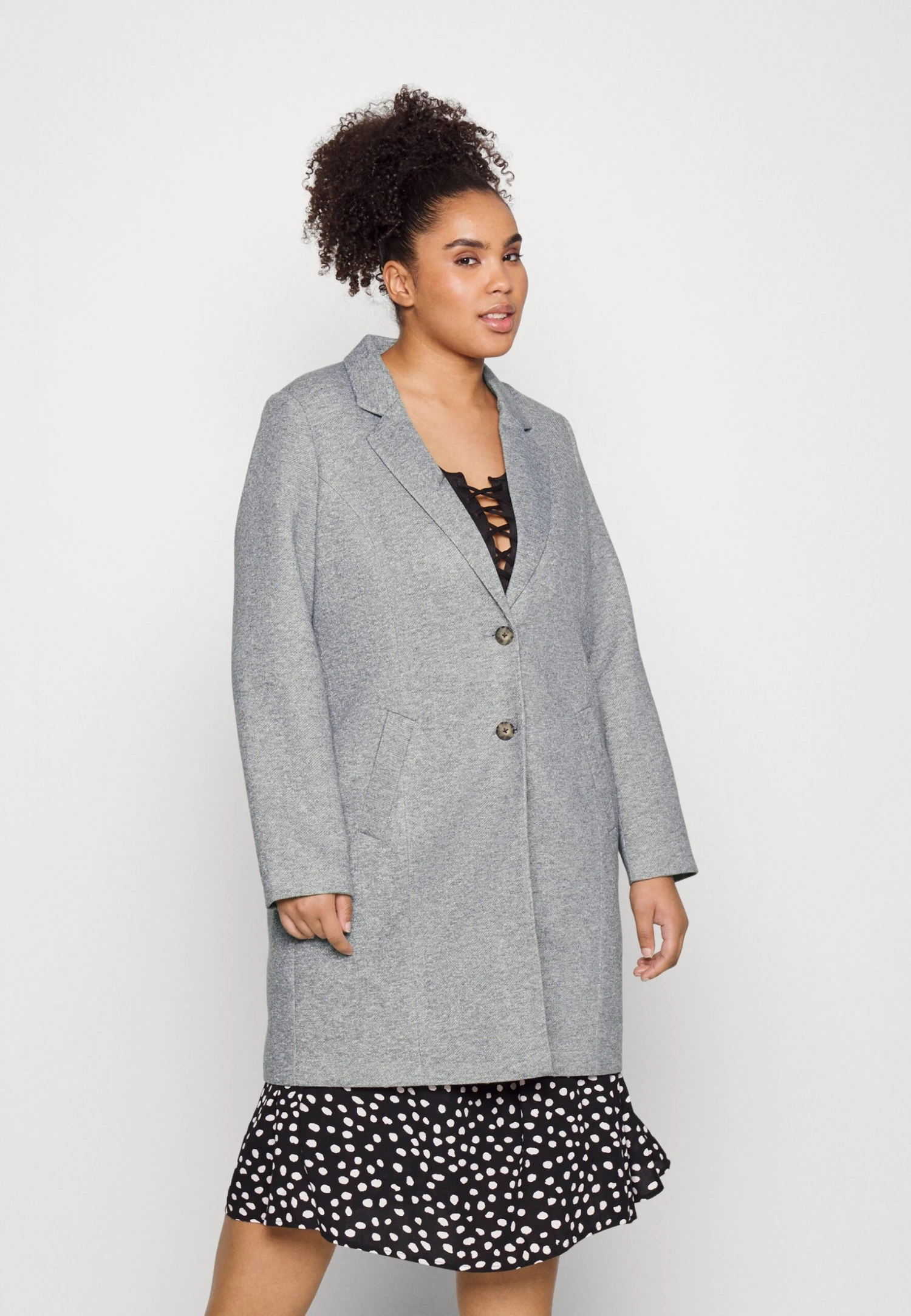 Vero Moda Curve Vmverodonacallie Coat - Short Coat - Light Grey Melange 3 Vero Moda Curve Vmverodonacallie Coat - Short Coat - Light Grey Melange