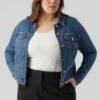 Vero Moda Curve Vmruna Slim- Denim Jacket - Medium Blue Denim -Vero Moda 3585bfd497df4cf2aa7f2e2596bdc3d2