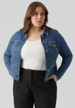 Vero Moda Curve Vmruna Slim- Denim Jacket - Medium Blue Denim