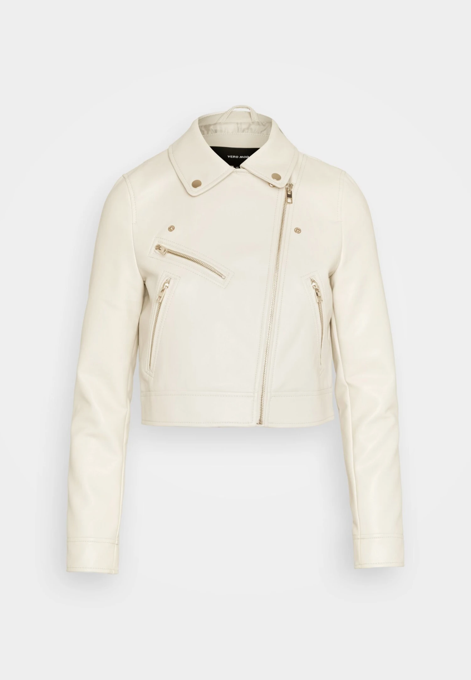 Vero Moda Vmfine Heida Short Jacket - Faux Leather Jacket - Oatmeal/Gold 7 Vero Moda Vmfine Heida Short Jacket - Faux Leather Jacket - Oatmeal/Gold - Image 5