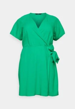 Vero Moda Curve Vmmymilo Wide Wrap Knee Dress - Day Dress - Bright Green -Vero Moda 3d7889100aee40c4b44560bc4e2eaa79