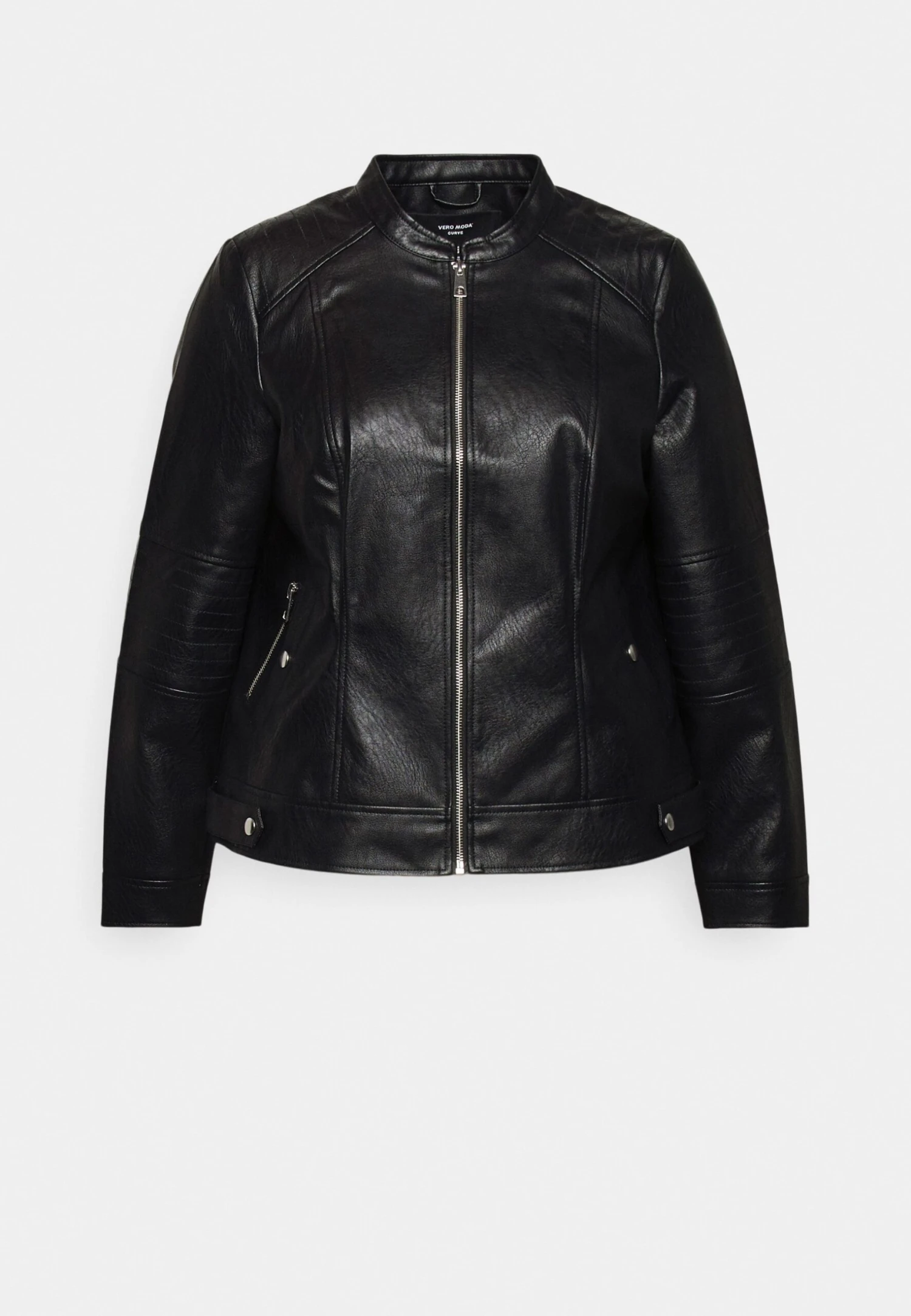 Vero Moda Curve Vmlove Lavine Short Coated Jacket - Faux Leather Jacket - Black 7 Vero Moda Curve Vmlove Lavine Short Coated Jacket - Faux Leather Jacket - Black - Image 5