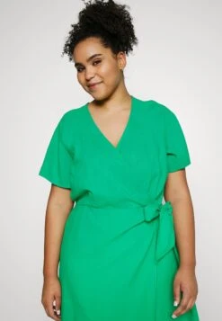 Vero Moda Curve Vmmymilo Wide Wrap Knee Dress - Day Dress - Bright Green -Vero Moda 42422b06b607402eaeee0442368563ba