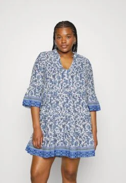 Vero Moda Curve Vmmilan 3/4 Short Dress Wvn Cur - Day Dress - Dazzling Blue/Mira