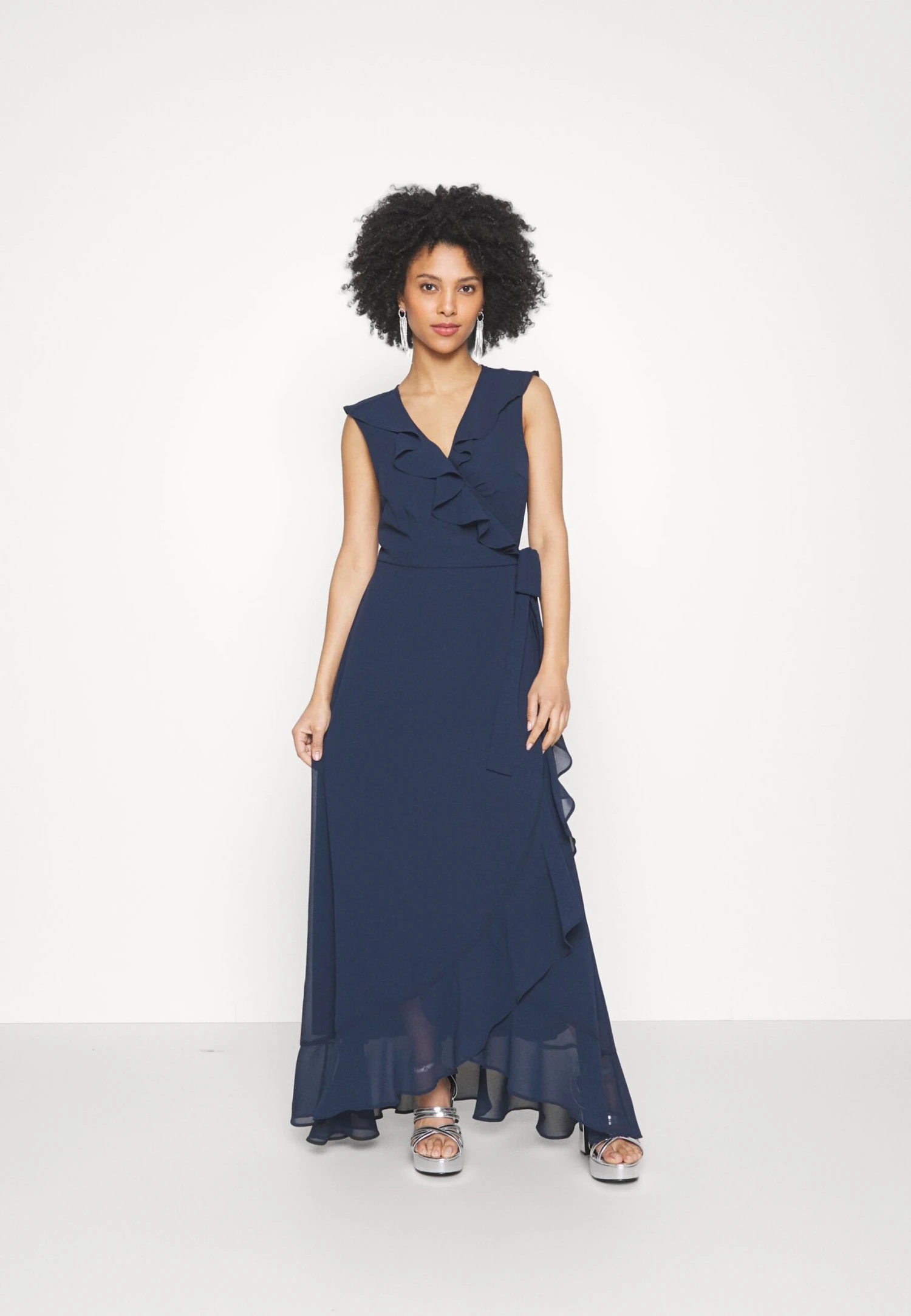 Vero Moda Petite Vmsille Wrap Maxi Dress - Maxi Dress - Navy Blazer 4 Vero Moda Petite Vmsille Wrap Maxi Dress - Maxi Dress - Navy Blazer - Image 2