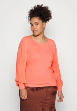 Vero Moda Curve Vmrandi Boat Neck- Long Sleeved Top - Georgia Peach