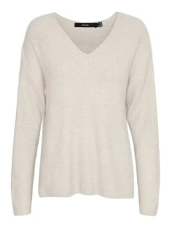 Vero Moda Tall Vmcrewlefile V-Neck - Jumper - Birch/Melange