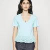Vero Moda Petite Vmemily Peplum Top- Print T-Shirt - Limpet Shell