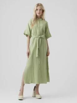 Vero Moda Vmnatali Nia 2/4 CalfWvn - Shirt Dress - Reseda