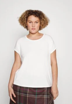 Vero Moda Curve Vmaya Plain - Basic T-Shirt - Snow White