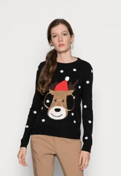 Vero Moda Vmtinsel O-Neck Xmas - Jumper - Black/Snow White/Sepia Tint/Chocolate Plum/Chinese Red/Gold