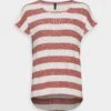 Vero Moda Tall Vmwide Stripe - Print T-Shirt - Marsala/Snow White