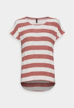 Vero Moda Tall Vmwide Stripe - Print T-Shirt - Marsala/Snow White