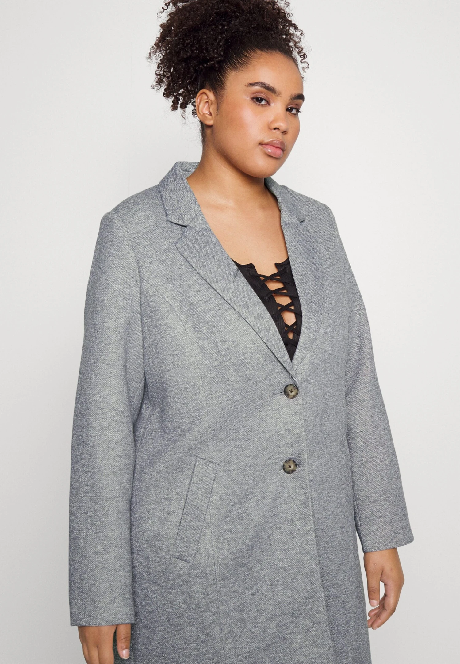 Vero Moda Curve Vmverodonacallie Coat - Short Coat - Light Grey Melange 6 Vero Moda Curve Vmverodonacallie Coat - Short Coat - Light Grey Melange - Image 4