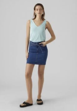 Vero Moda Vmcamilla Short Paperbag Skirt - Mini Skirt - Medium Blue Denim