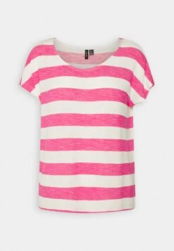 Vero Moda Vmwide Stripe - Print T-Shirt - Snow White/Pink Yarrow -Vero Moda 9adb9024baaa4903b00222f81d10a97d