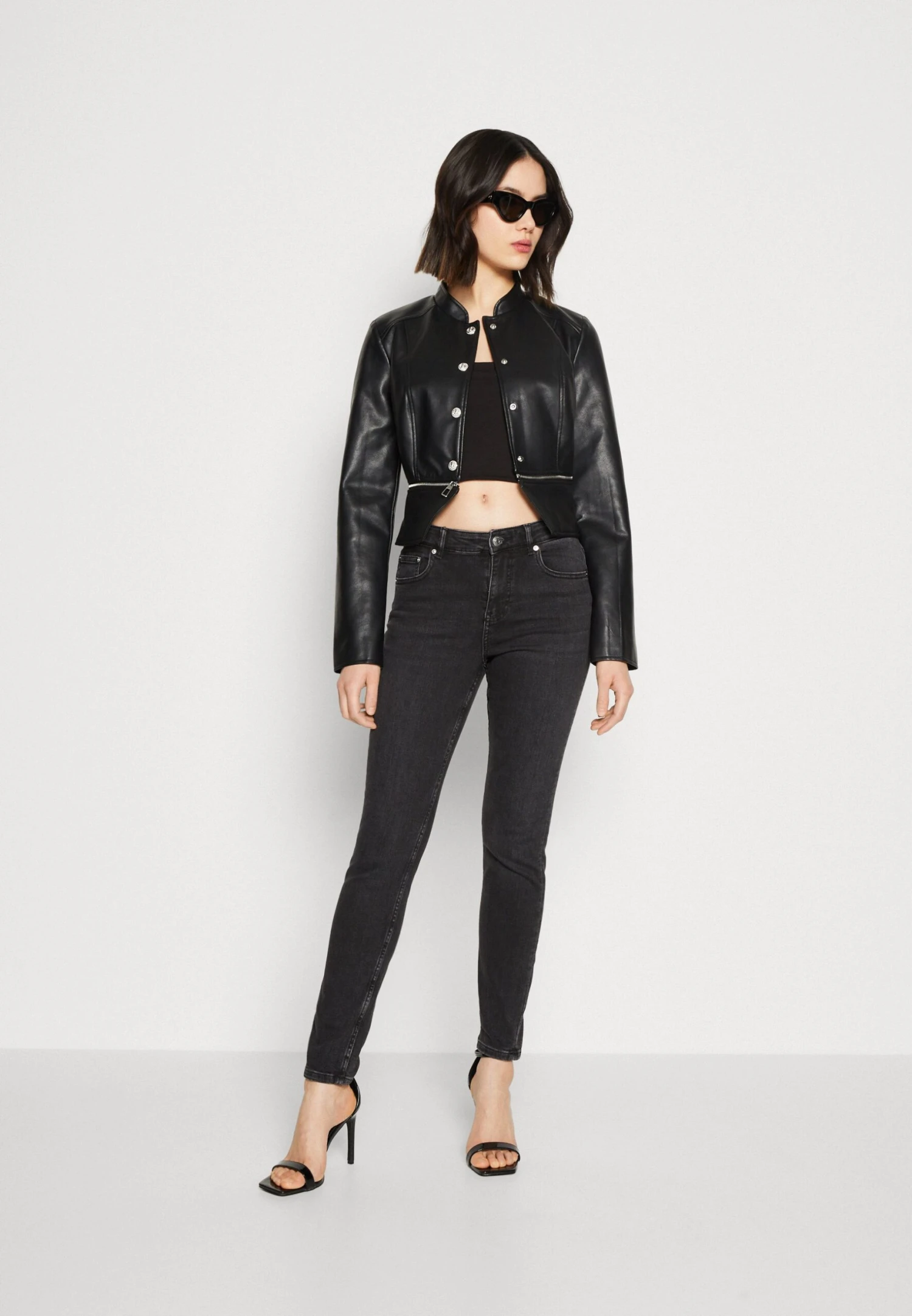Vero Moda Vmannika Short Jacket - Faux Leather Jacket - Black 4 Vero Moda Vmannika Short Jacket - Faux Leather Jacket - Black - Image 2