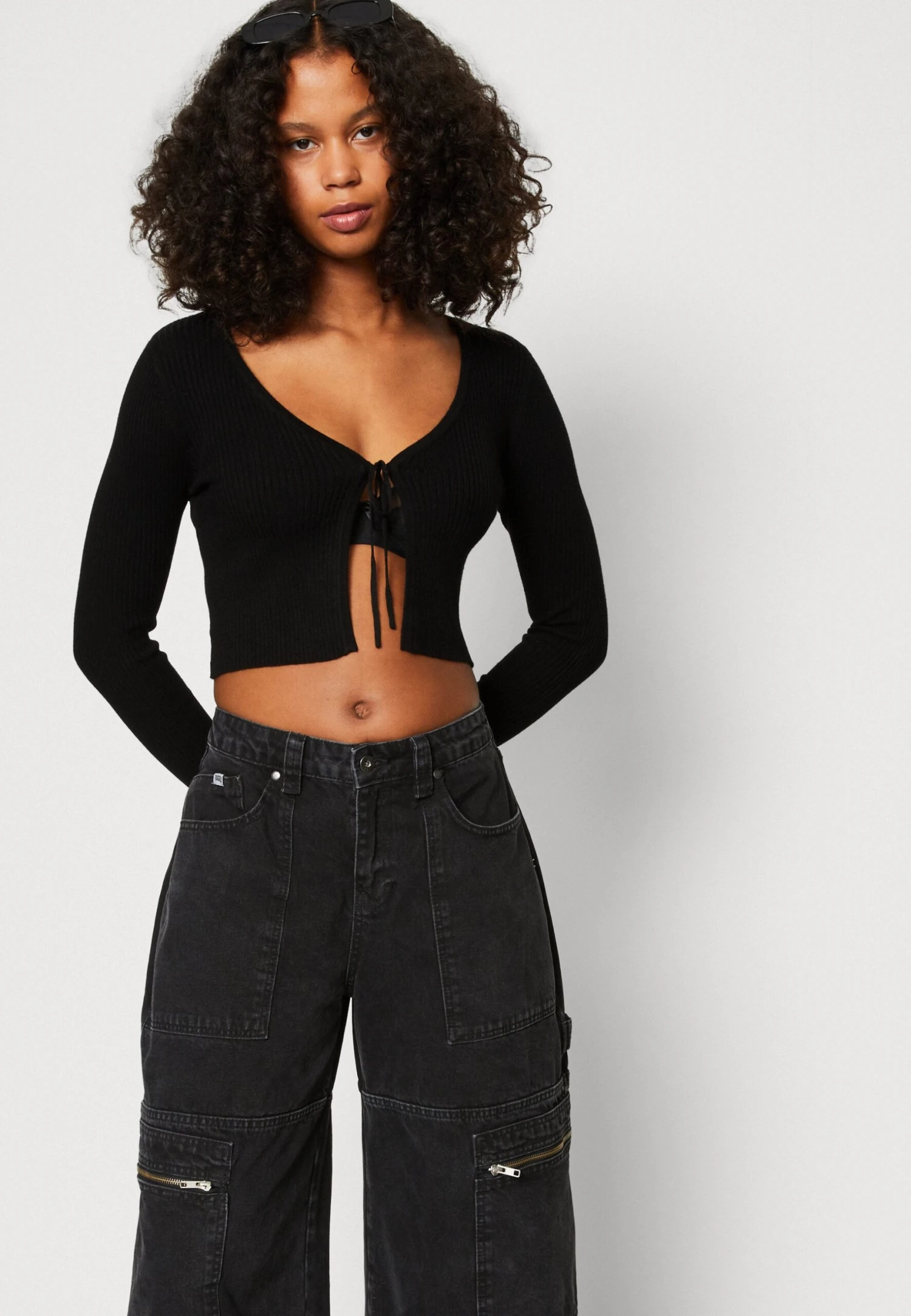 Vero Moda Vmglory Tie String - Cardigan - Black 6 Vero Moda Vmglory Tie String - Cardigan - Black - Image 4