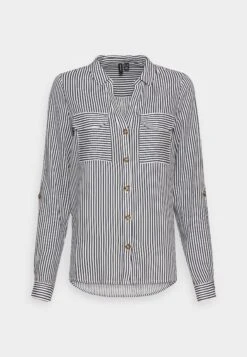 Vero Moda Tall Vmbumpy Shirt New- Button-Down Blouse - Snow White/India Ink