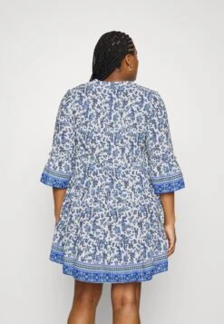 Vero Moda Curve Vmmilan 3/4 Short Dress Wvn Cur - Day Dress - Dazzling Blue/Mira -Vero Moda ce6e04e20ba84555b6c7bd45f9b7a78d