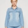 Vero Moda Curve Vmmaria Slim Shirt- Button-Down Blouse - Light Blue Denim