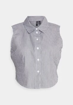 Vero Moda Petite Vmcora Short Shirt- Button-Down Blouse - Navy Blazer Stripes:Snow White 10 Vero Moda Petite Vmcora Short Shirt- Button-Down Blouse - Navy Blazer Stripes:Snow White -Vero Moda d70a2a0bab594ff189d1601561e7af04